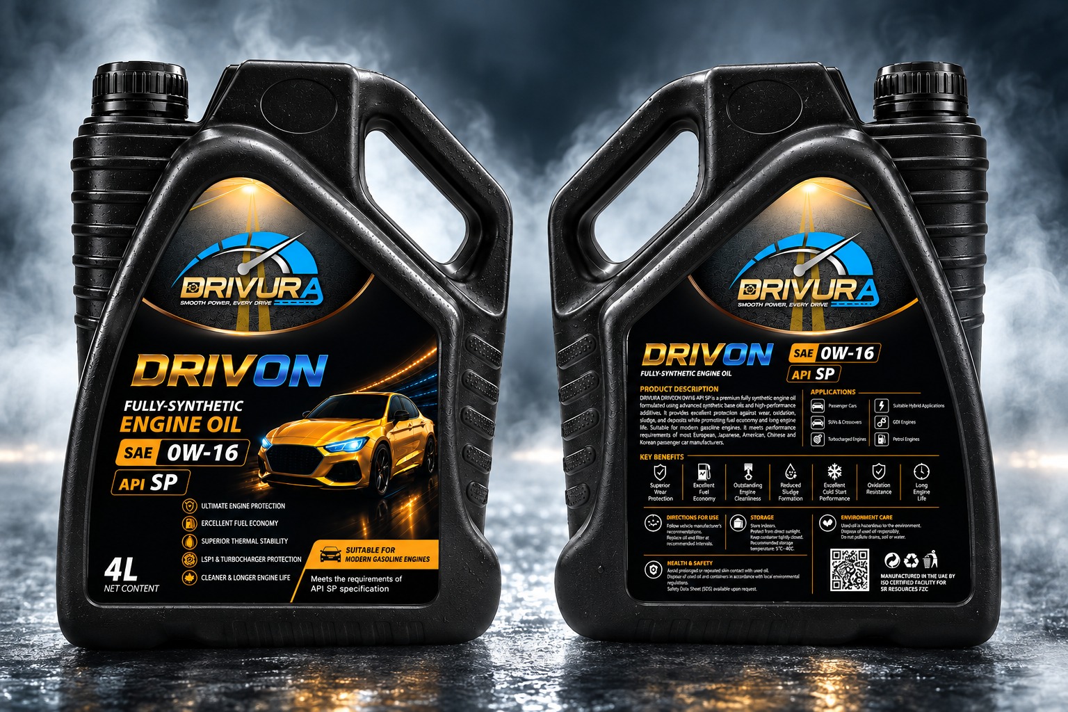 DRIVURA DRIVON SAE 0W-16 API SP 4L Front & Back